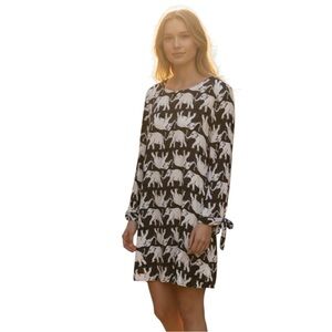Modcloth Elephant Day Parade Black White Dress Size L